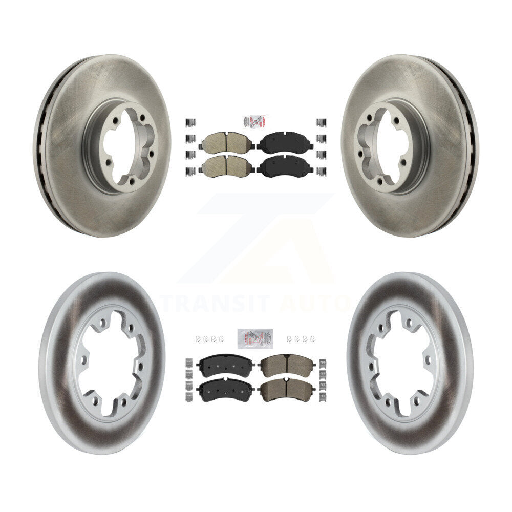 Front Rear Semi-Metallic Pad Coated Disc Brake Rotor Kit For 2023 Ford Transit-350 HD RWD KGA-107562