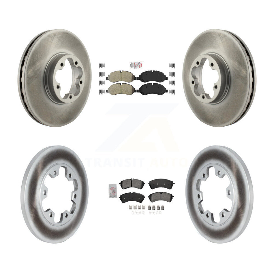 Front Rear Semi-Metallic Pad Coated Disc Brake Rotor Kit For 2023 Ford Transit-350 HD RWD KGA-107565