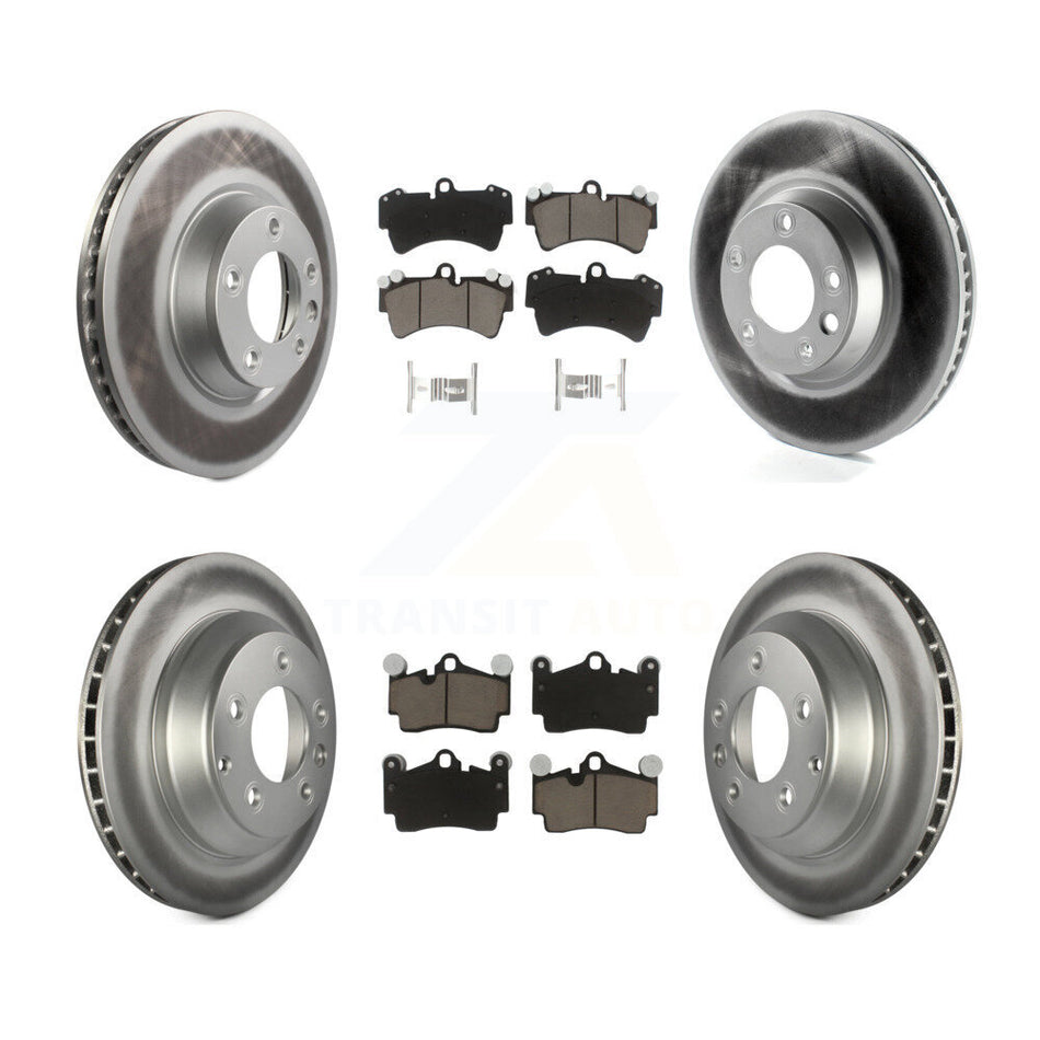 Front Rear Coated Disc Brake Rotors And Ceramic Pads Kit (6Pc) For Audi Q7 Volkswagen Touareg KGC-100002