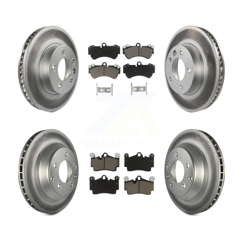 Front Rear Coated Disc Brake Rotors And Ceramic Pads Kit (6Pc) For Porsche Cayenne Volkswagen Touareg With 330mm Diameter Rotor KGC-100003