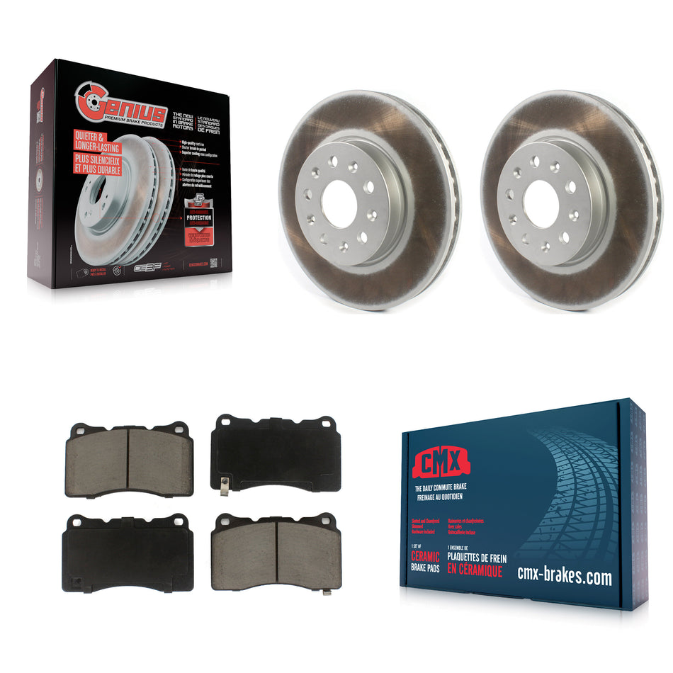 Front Coated Disc Brake Rotors And Ceramic Pads Kit For Chevrolet Camaro Cadillac CTS CT6 KGC-100048