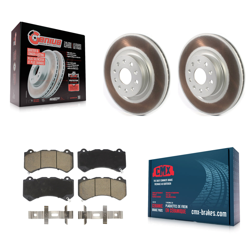Front Coated Disc Brake Rotors And Ceramic Pads Kit For 2016 Cadillac CTS Vsport Premium with RWD KGC-100052