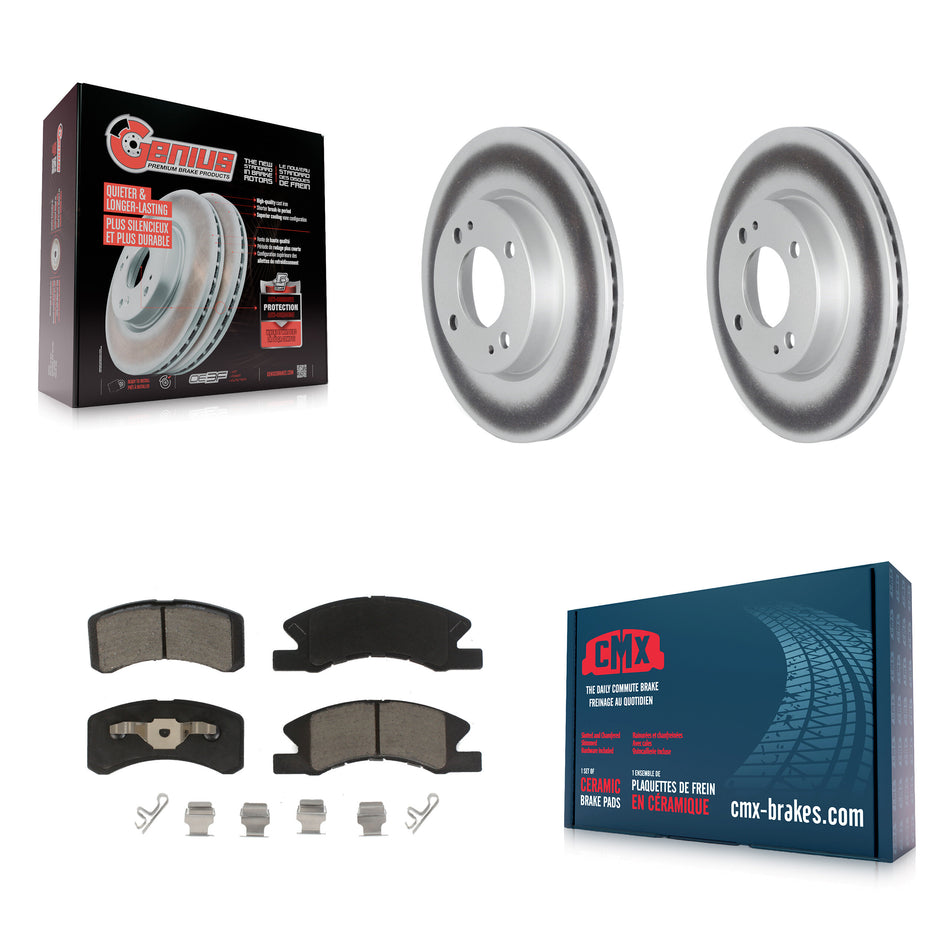 Front Coated Disc Brake Rotors And Ceramic Pads Kit For 2017-2022 Mitsubishi Mirage G4 KGC-100070