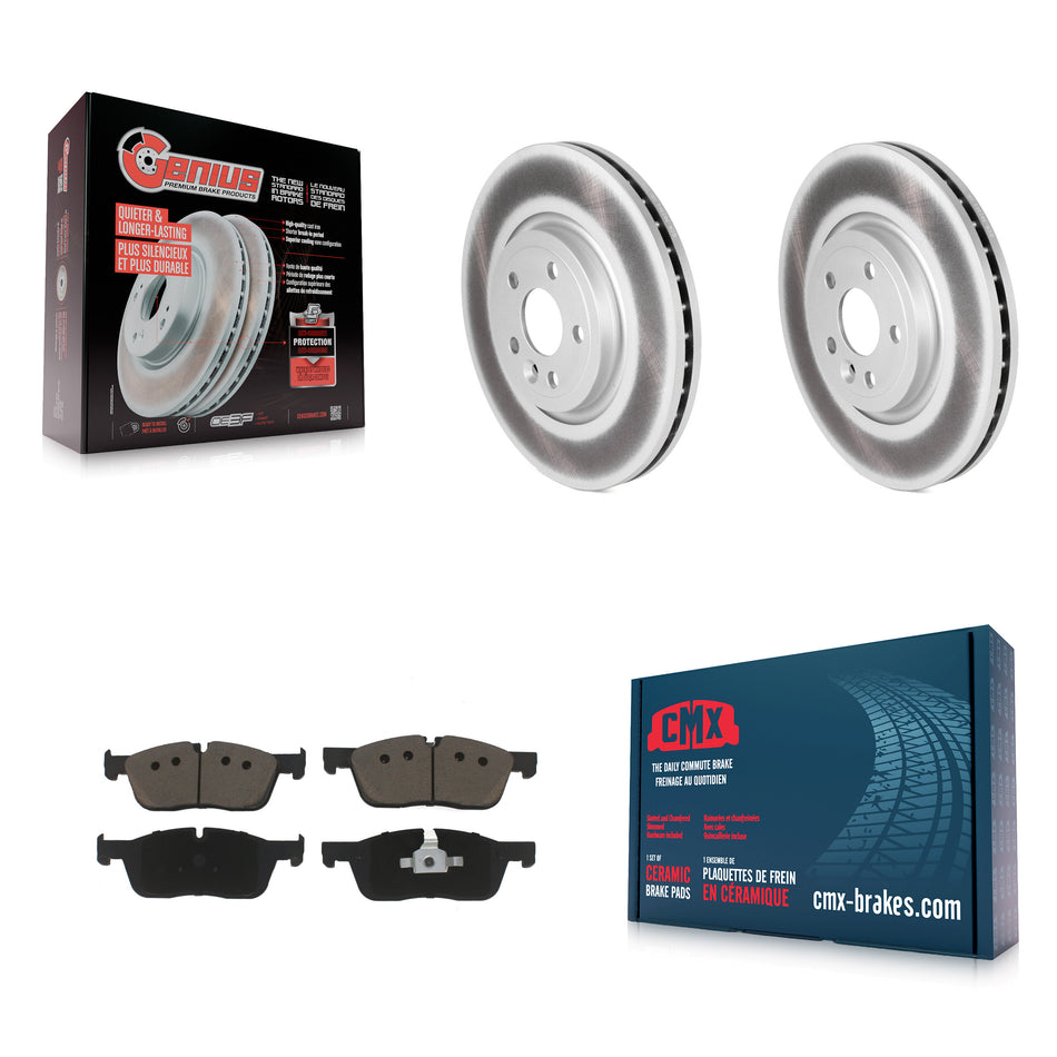 Front Coated Disc Brake Rotors And Ceramic Pads Kit For Jaguar F-Pace Land Rover Range Velar KGC-100073