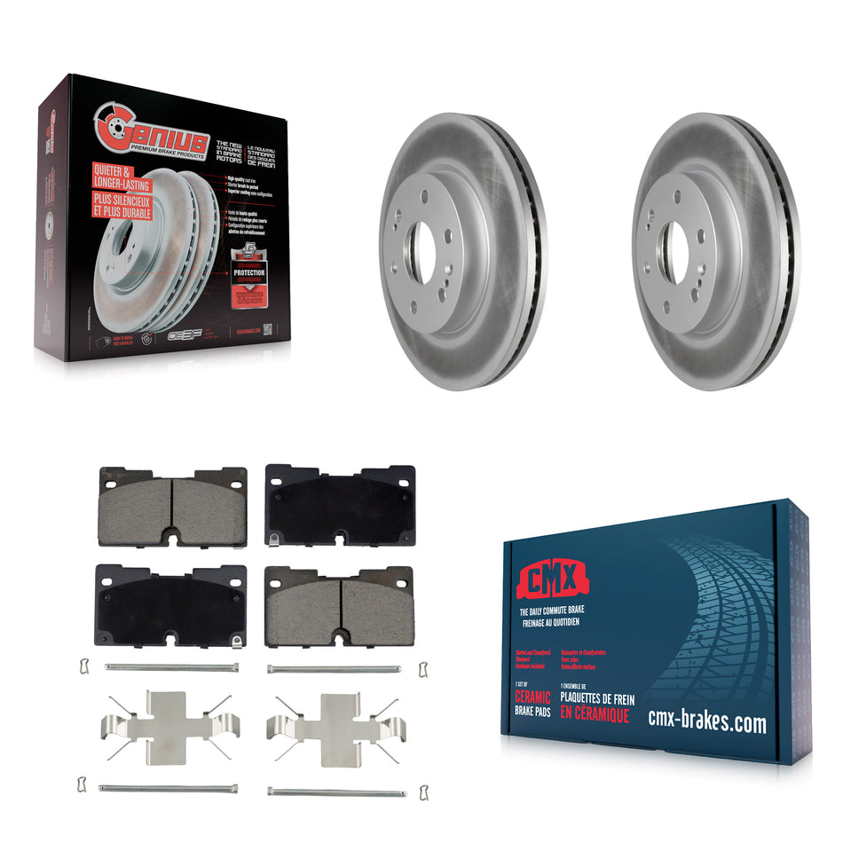 Front Coated Brake Rotor Ceramic Pad Kit For GMC Chevrolet Silverado 1500 Sierra Yukon XL KGC-100096