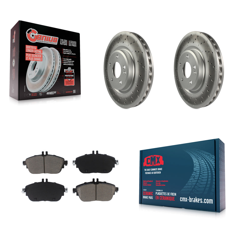 Front Coated Disc Brake Rotors And Ceramic Pads Kit For Mercedes-Benz GLA250 CLA250 With Sport Package KGC-100120