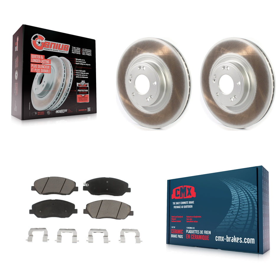 Front Coated Disc Brake Rotors And Ceramic Pads Kit For 2012 Hyundai Genesis 3.8L KGC-100156