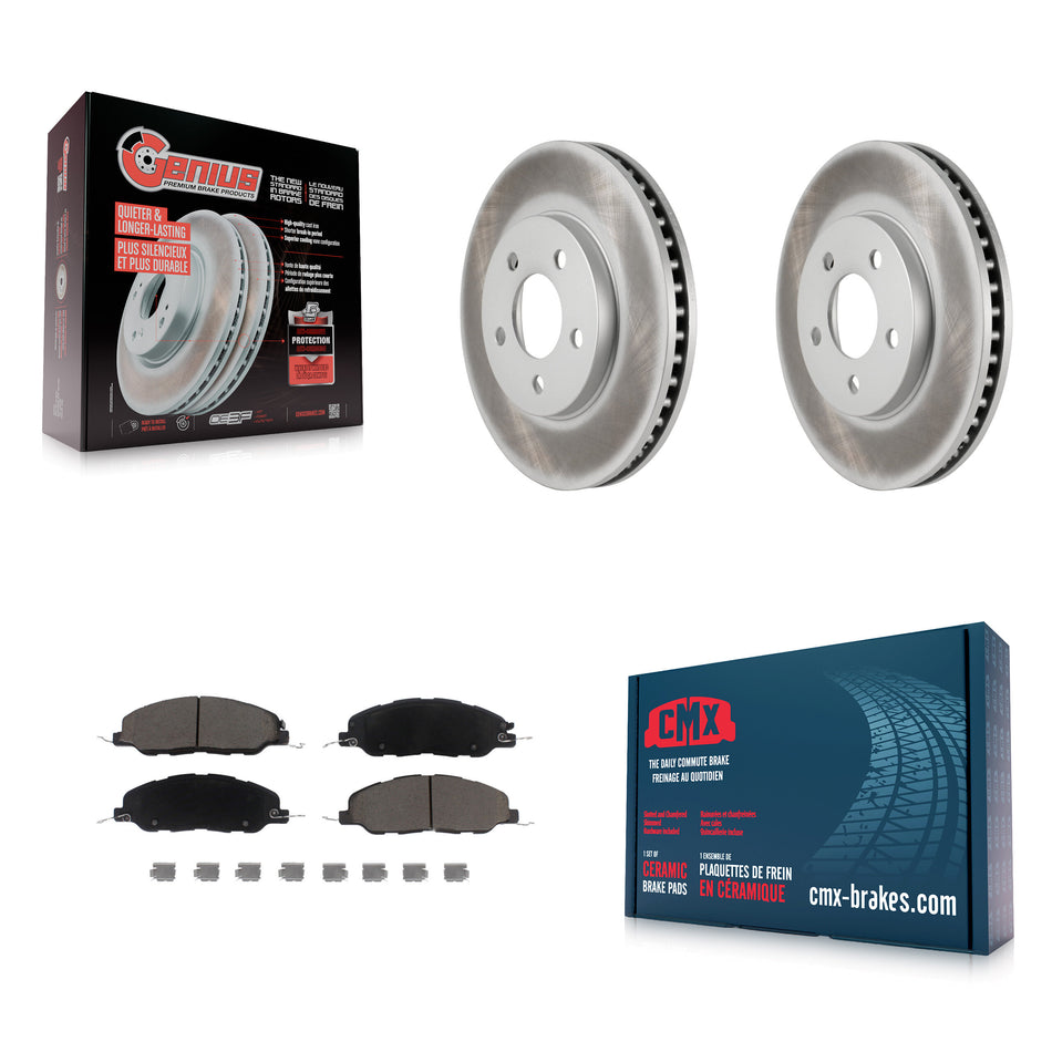 Front Coated Disc Brake Rotors And Ceramic Pads Kit For 2005-2010 Ford Mustang Base KGC-100157