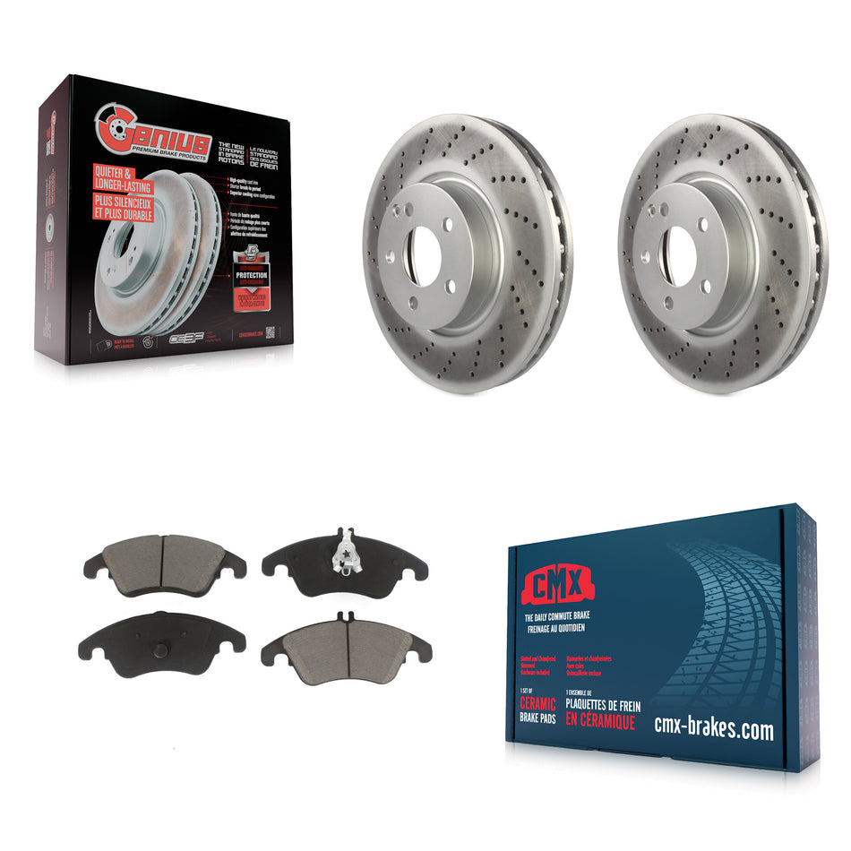 Front Coated Disc Brake Rotors And Ceramic Pads Kit For Mercedes-Benz E350 C300 C350 E400 E250 SLC300 KGC-100174