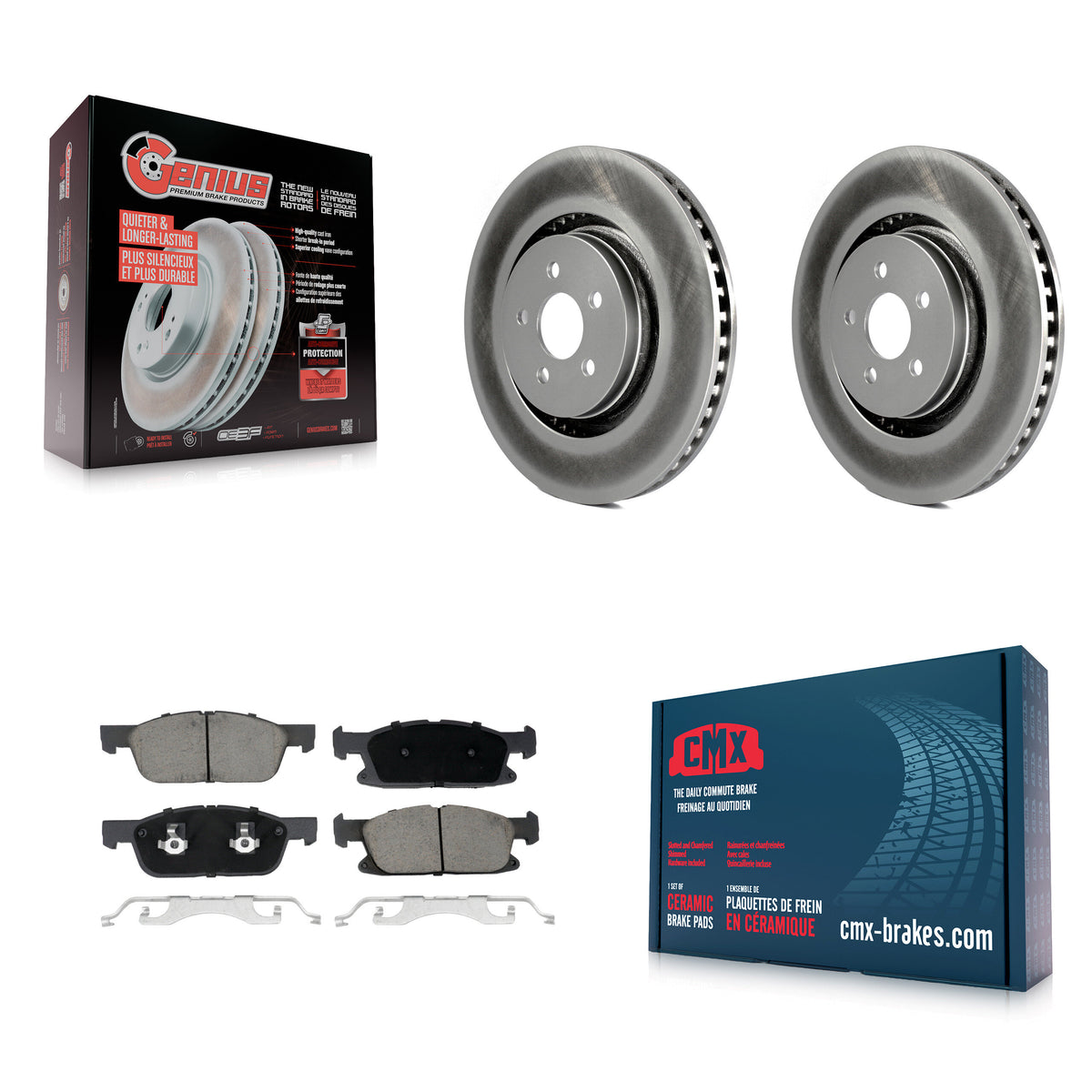 Front Coated Disc Brake Rotor And Ceramic Pad Kit For Ford Fusion Lincoln MKZ Continental KGC-100179