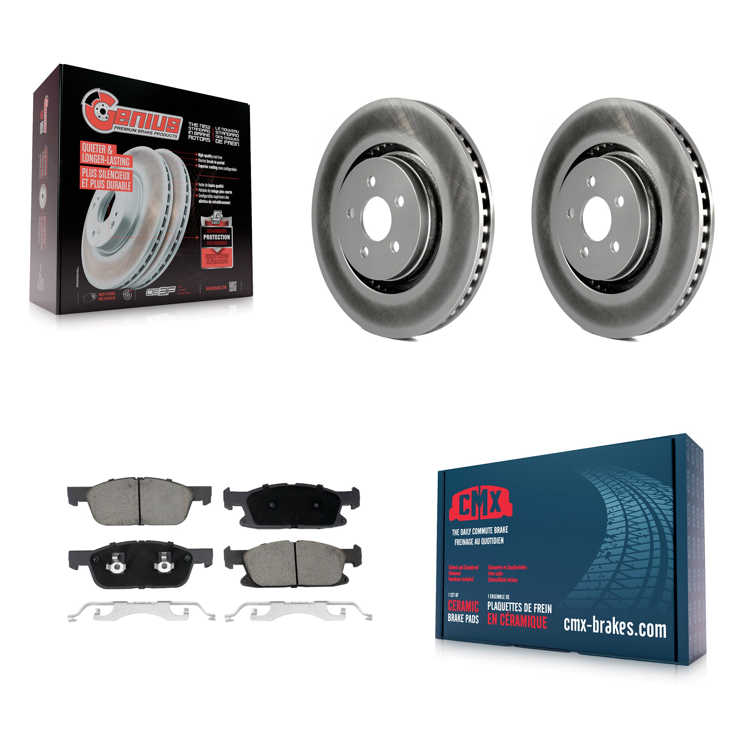 Front Coated Disc Brake Rotor And Ceramic Pad Kit For Ford Fusion Lincoln MKZ Continental KGC-100179
