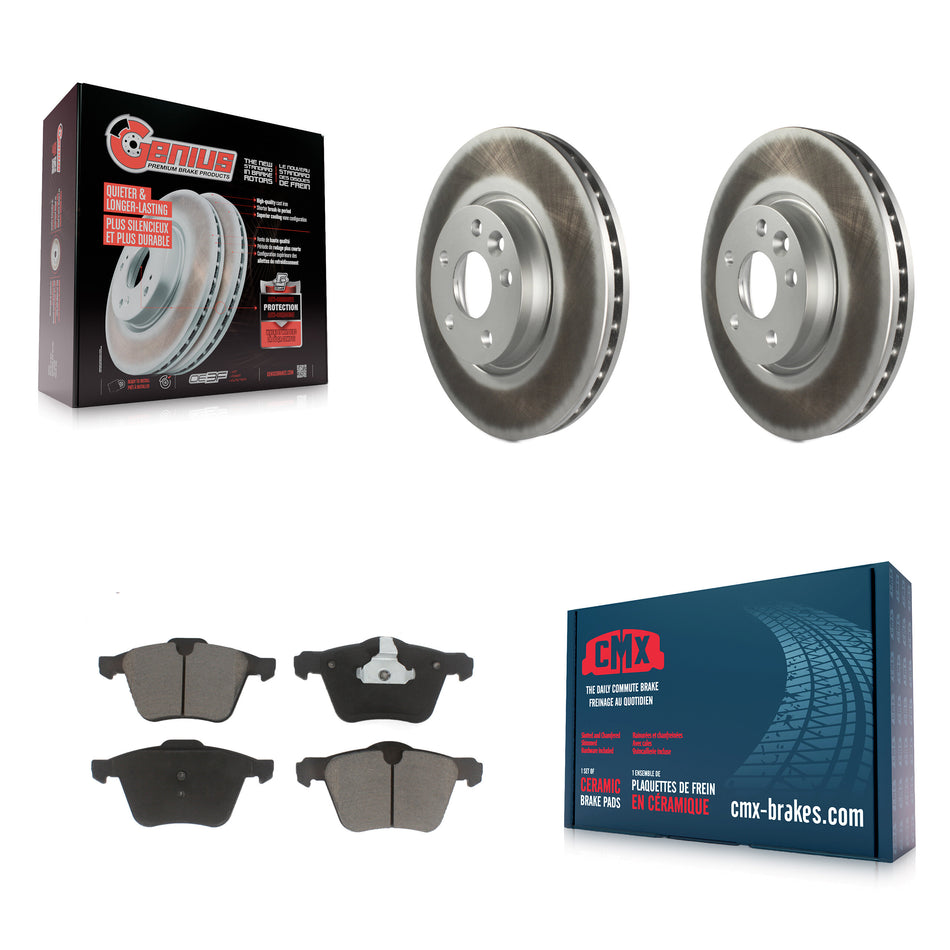 Front Coated Disc Brake Rotors And Ceramic Pads Kit For 2008 Volvo V70 With 300mm Diameter Rotor KGC-100185