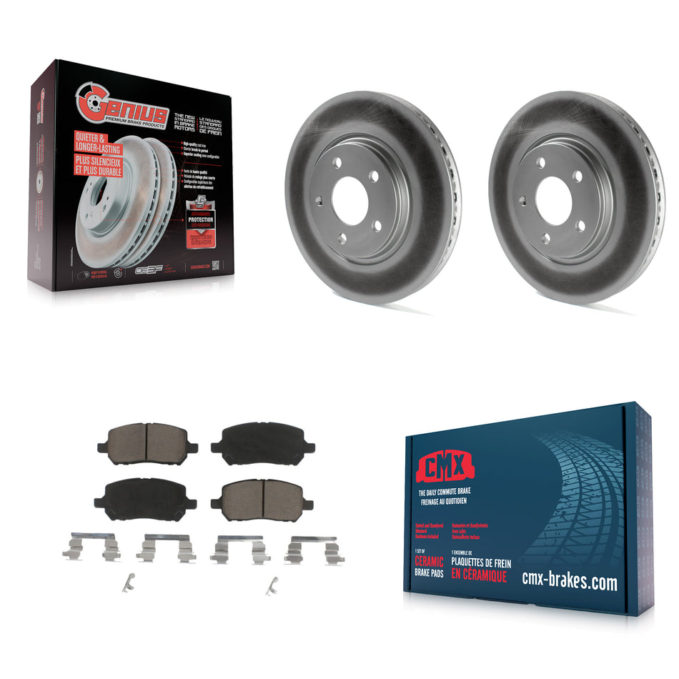 Front Coated Disc Brake Rotors And Ceramic Pads Kit For 2010 Pontiac G5 With Rear Brakes KGC-100193