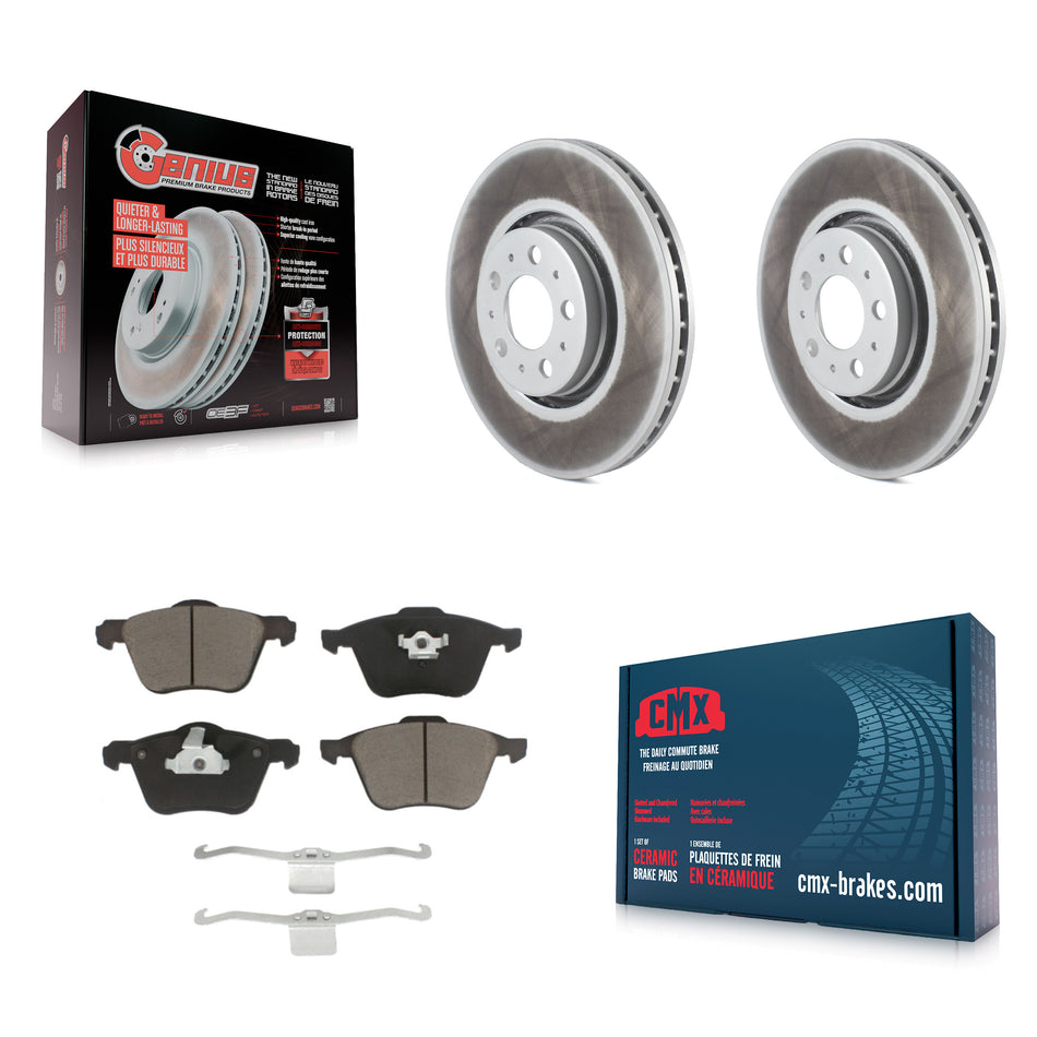 Front Coated Disc Brake Rotors And Ceramic Pads Kit For 2003-2014 Volvo XC90 With 316mm Diameter Rotor KGC-100204