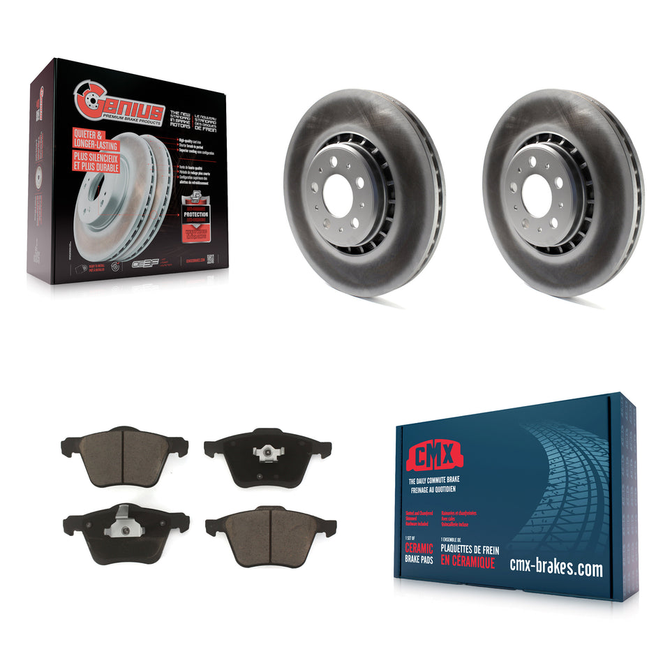 Front Coated Disc Brake Rotors And Ceramic Pads Kit For 2003-2014 Volvo XC90 With 336mm Diameter Rotor KGC-100205