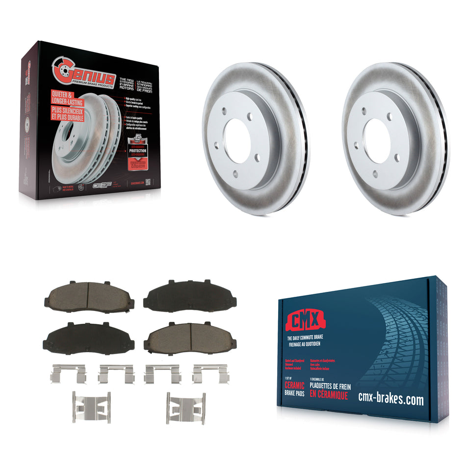 Front Coated Disc Brake Rotors And Ceramic Pads Kit For Ford F-150 Heritage 4WD KGC-100220