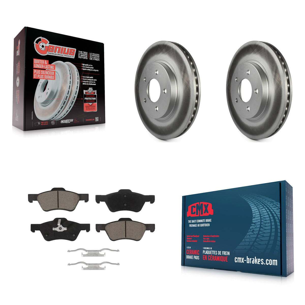 Front Coated Disc Brake Rotors And Ceramic Pads Kit For Ford Escape Mercury Mariner KGC-100256
