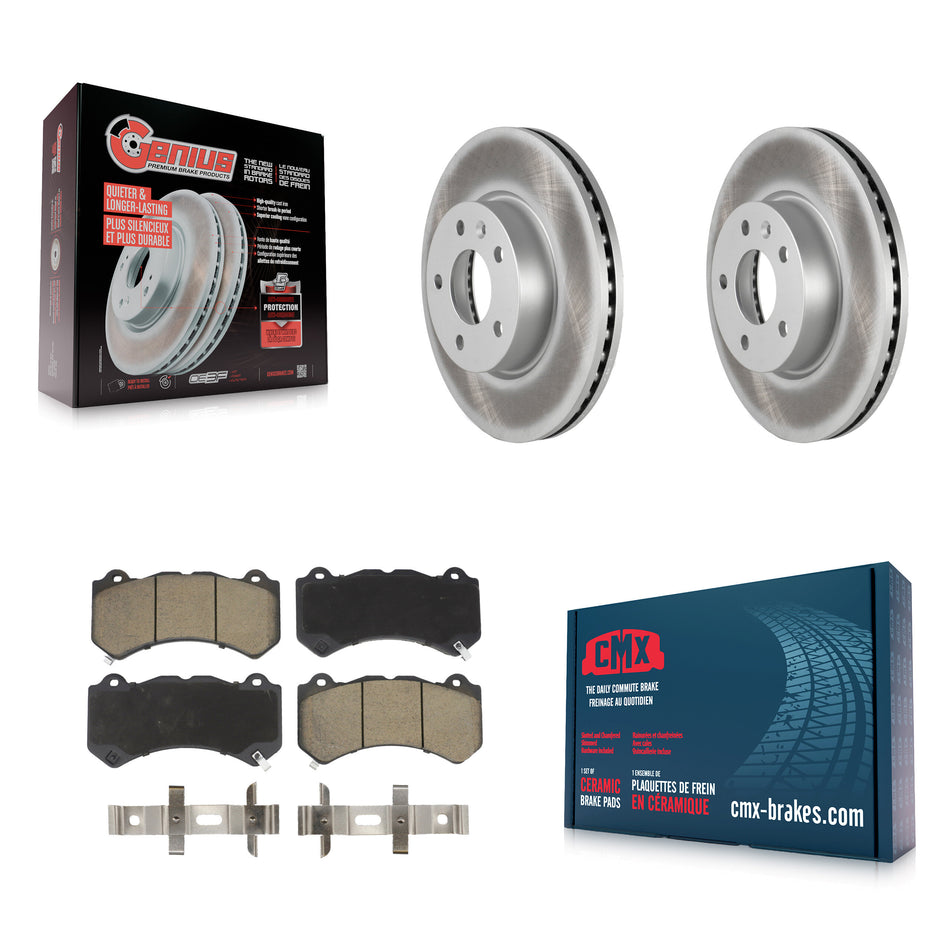 Front Coated Disc Brake Rotors And Ceramic Pads Kit For 2017 Cadillac ATS V With 300mm Diameter Rotor KGC-100261