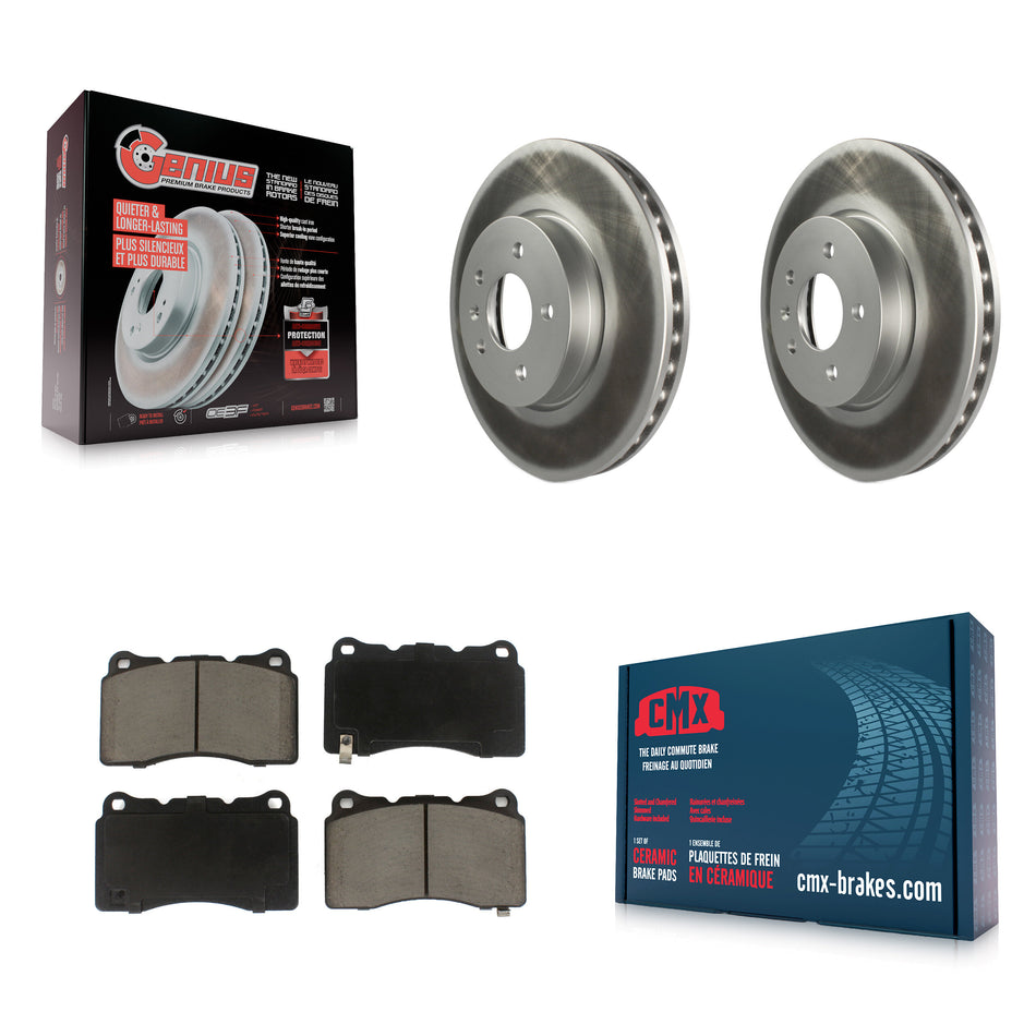 Front Coated Disc Brake Rotors And Ceramic Pads Kit For Cadillac ATS KGC-100263
