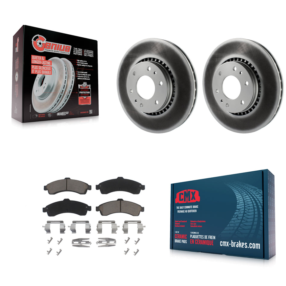 Front Coated Disc Brake Rotors And Ceramic Pads Kit For Chevrolet Trailblazer GMC EXT Envoy XL Buick Rainier XUV SSR Isuzu Ascender Saab 9-7x KGC-100267