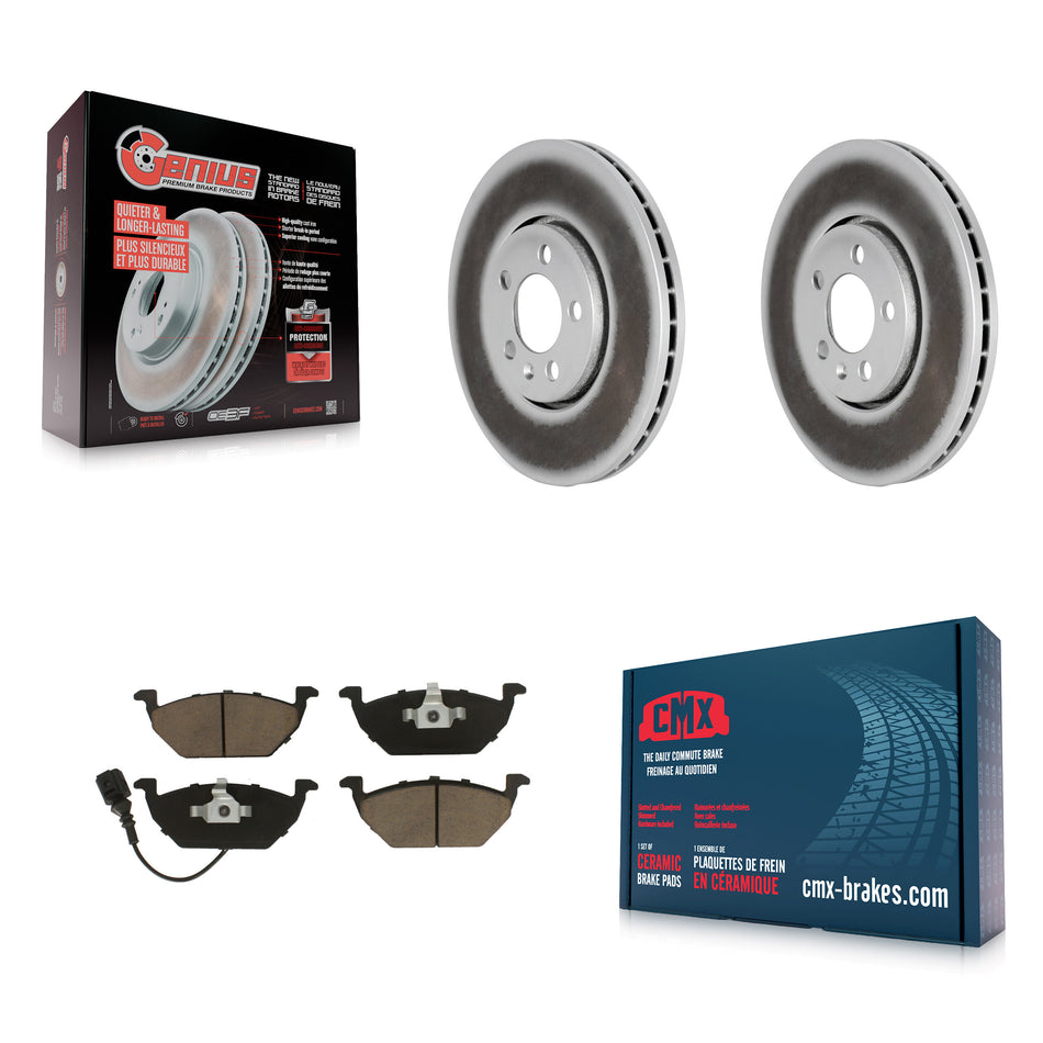 Front Coated Disc Brake Rotors And Ceramic Pads Kit For 2000-2001 Volkswagen Golf 2.0L With 288mm Diameter Rotor KGC-100291