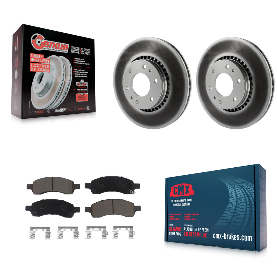 Front Coated Disc Brake Rotors And Ceramic Pads Kit For Chevrolet Trailblazer GMC Envoy EXT XL Buick Rainier Saab 9-7x Isuzu Ascender SSR KGC-100298