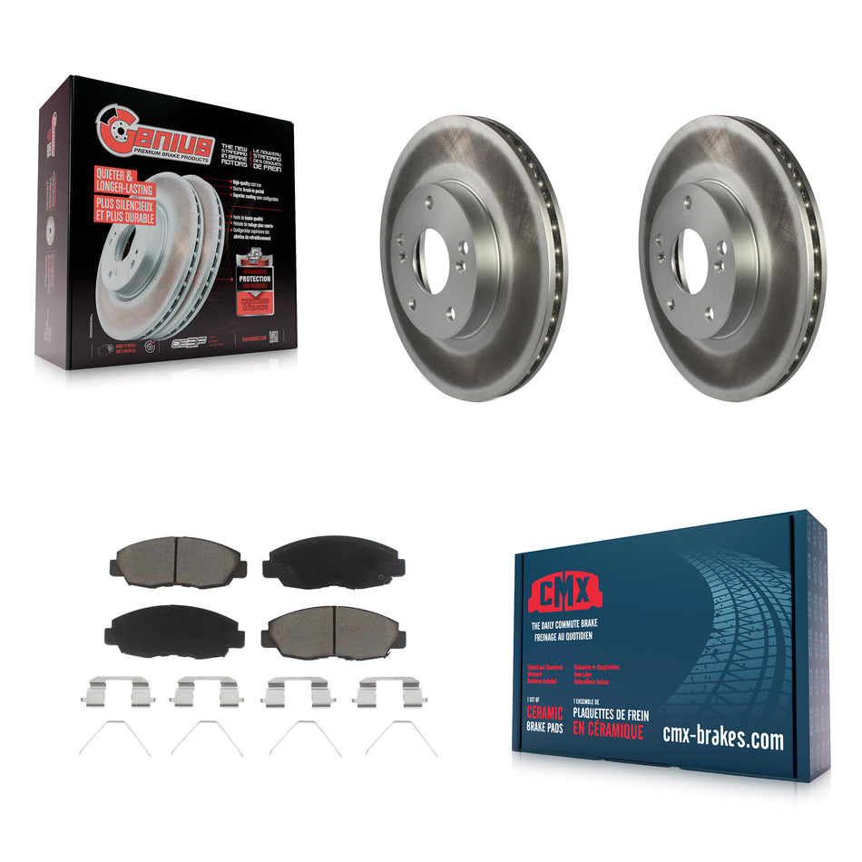 Front Coated Disc Brake Rotors And Ceramic Pads Kit For 2014-2015 Honda Civic Touring KGC-100312