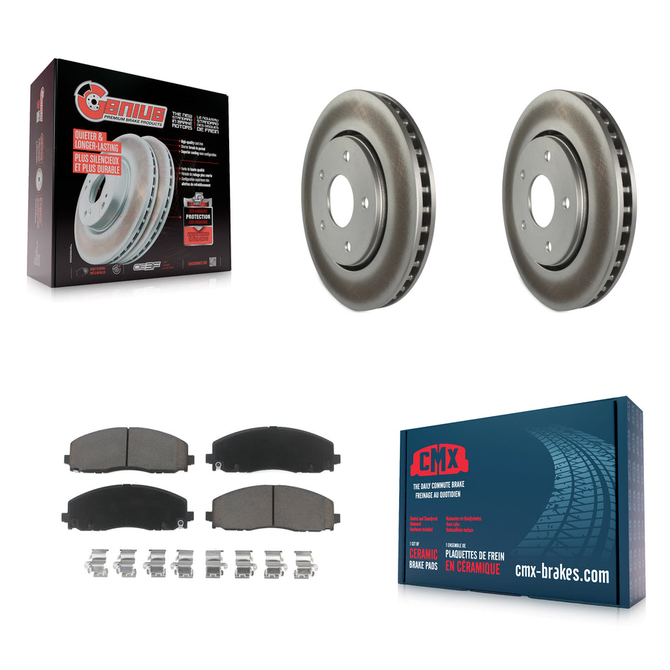 Front Coated Disc Brake Rotors And Ceramic Pads Kit For 2017-2018 Dodge Grand Caravan With Single Piston Caliper KGC-100324