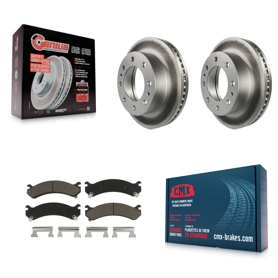 Front Coated Disc Brake Rotors And Ceramic Pads Kit For Chevrolet Express 3500 GMC Savana Silverado HD Sierra Classic 4500 KGC-100327