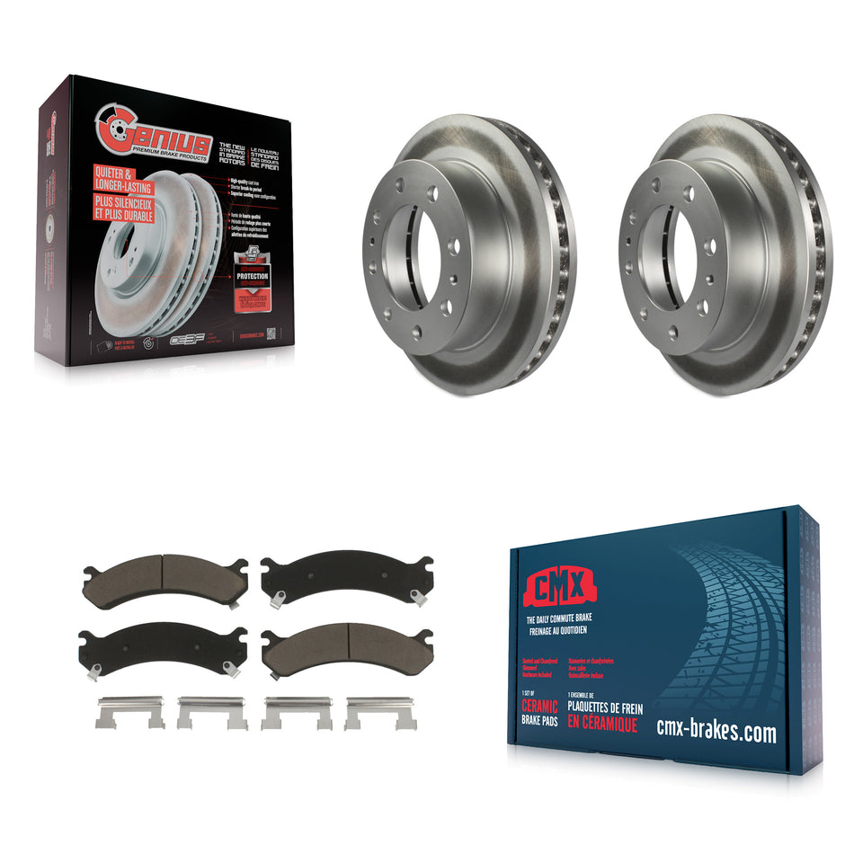 Front Coat Disc Brake Rotor Ceramic Pad Kit For Chevrolet Silverado 2500 HD GMC Express 3500 Sierra Cadillac DeVille Savana Hummer H2 Classic 1500 Suburban Yukon XL Avalanche KGC-100328