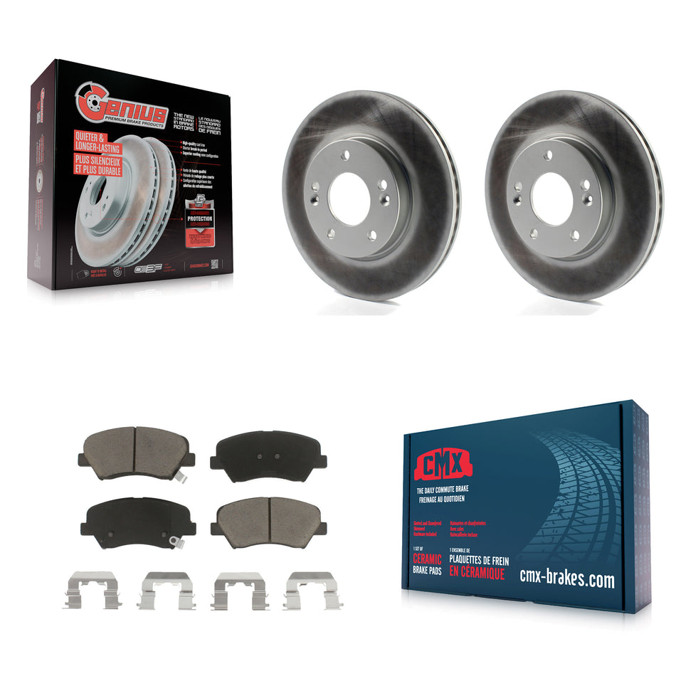 Front Coated Disc Brake Rotors And Ceramic Pads Kit For Hyundai Elantra Kia Forte Veloster GT Forte5 Coupe Koup KGC-100340