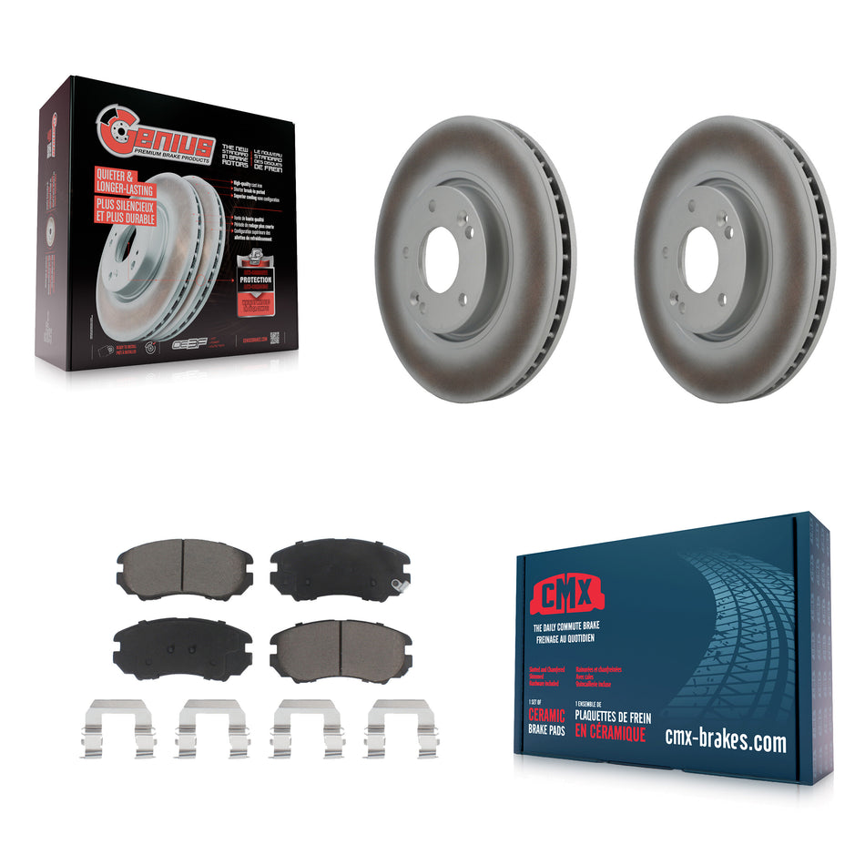 Front Coated Disc Brake Rotors And Ceramic Pads Kit For 2006-2010 Hyundai Sonata 3.3L KGC-100343