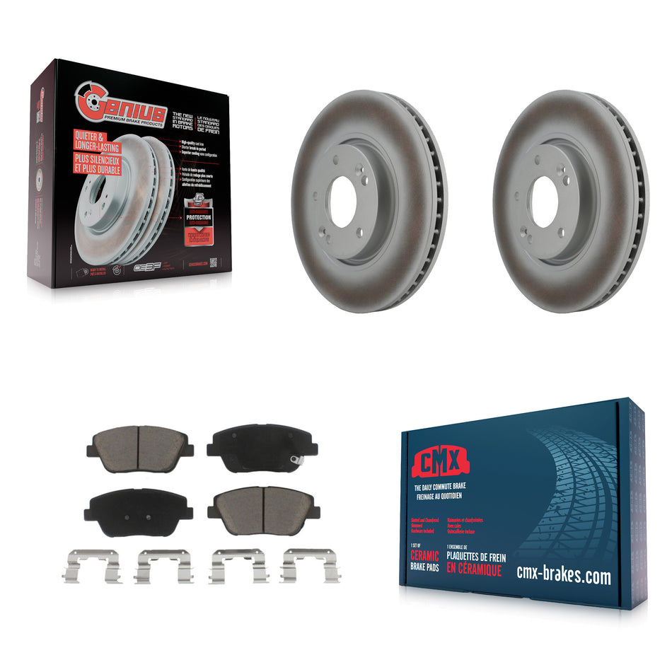 Front Coated Disc Brake Rotors And Ceramic Pads Kit For Hyundai Sonata Kia Optima KGC-100345