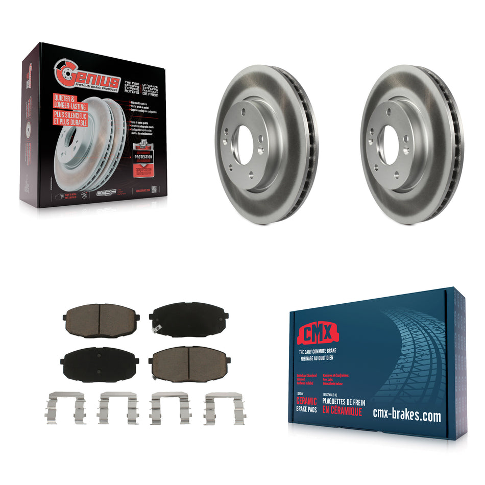 Front Coated Disc Brake Rotors And Ceramic Pads Kit For Kia Forte Koup Forte5 KGC-100350