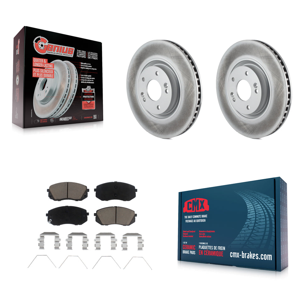 Front Coated Disc Brake Rotors And Ceramic Pads Kit For Hyundai Sonata Kia Optima KGC-100353