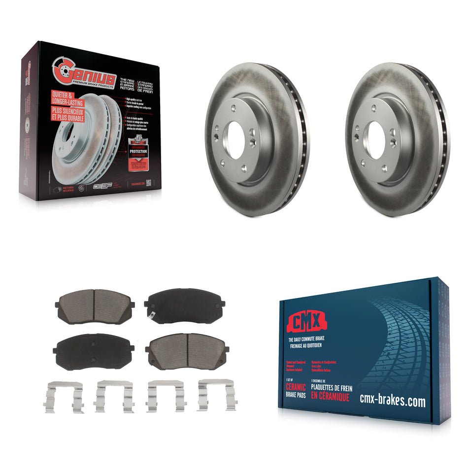 Front Coated Disc Brake Rotors And Ceramic Pads Kit For 2010-2012 Kia Rondo KGC-100363