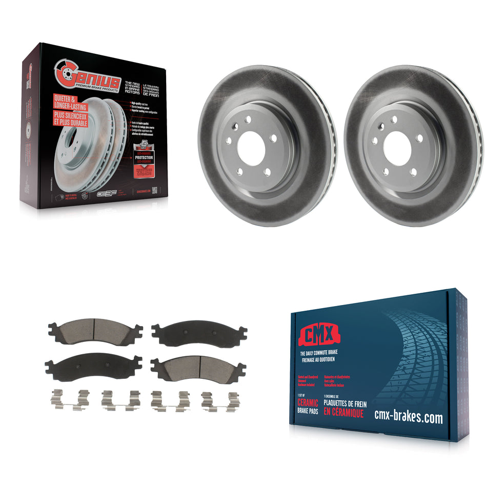Front Coated Disc Brake Rotors And Ceramic Pads Kit For 2010-2012 Ford Taurus SHO KGC-100381