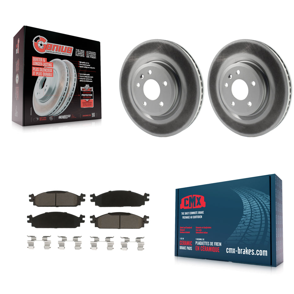 Front Coated Disc Brake Rotors And Ceramic Pads Kit For 2009-2010 Lincoln MKS KGC-100382