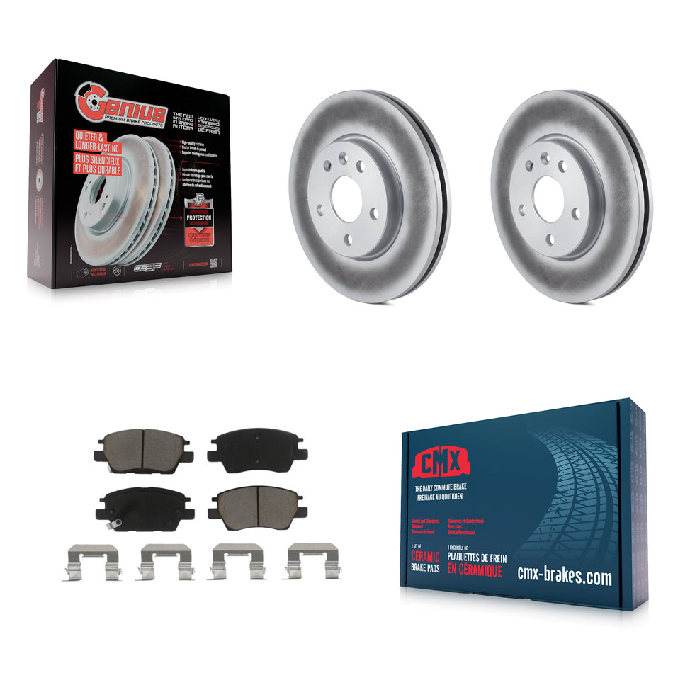 Front Coated Disc Brake Rotors And Ceramic Pads Kit For Chevrolet Cruze Volt Bolt EV EUV KGC-100384