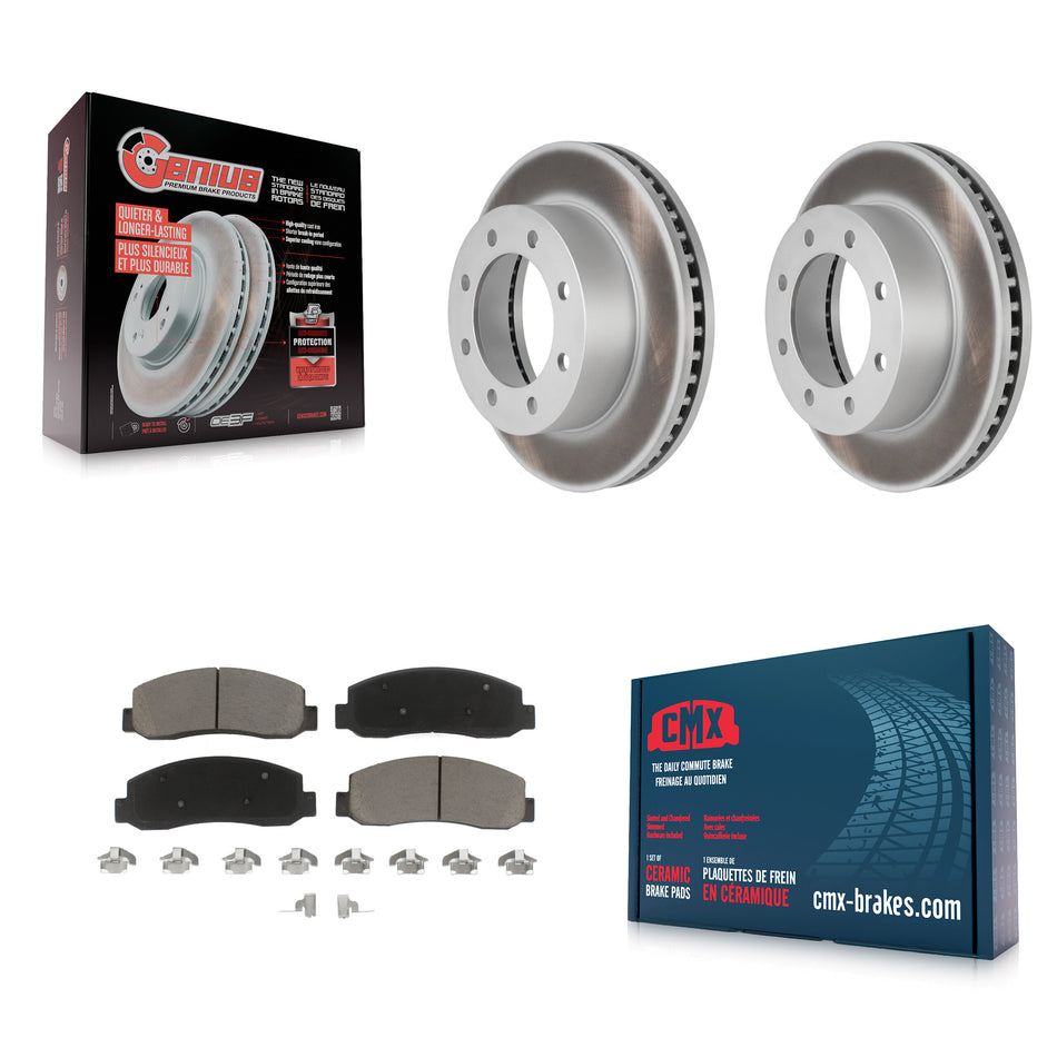 Front Coated Disc Brake Rotors And Ceramic Pads Kit For Ford F-250 Super Duty F-350 KGC-100394