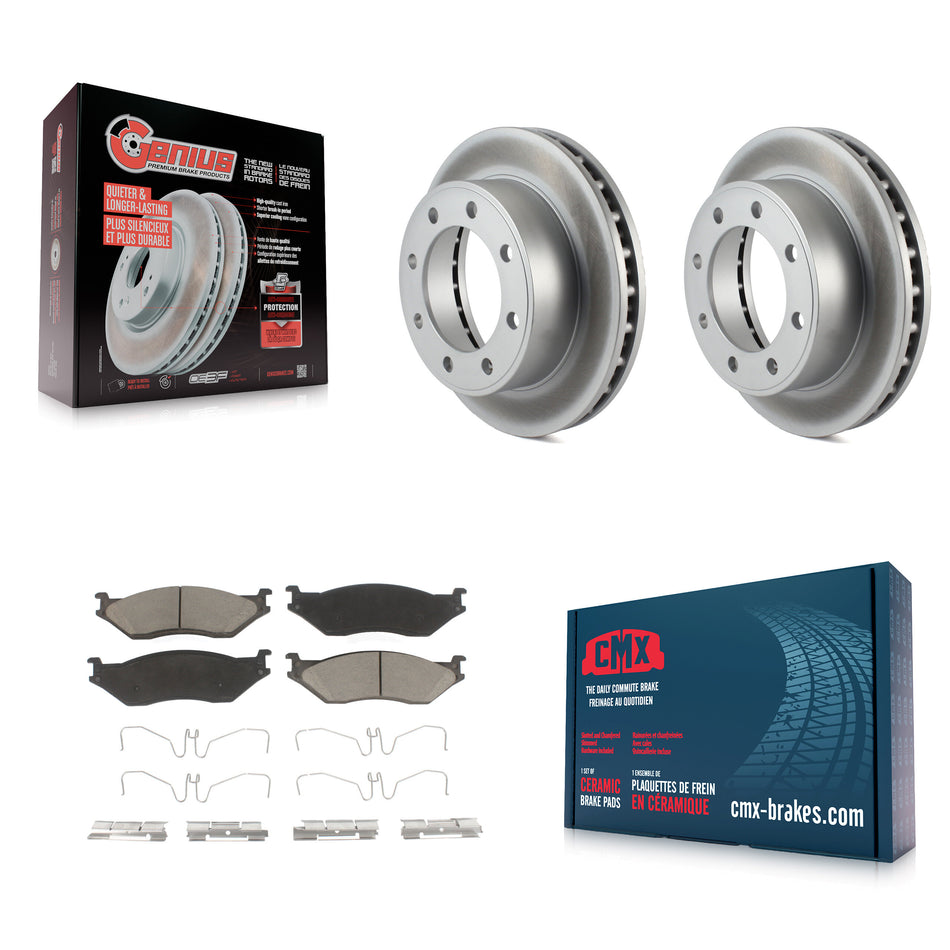 Front Coated Disc Brake Rotors And Ceramic Pads Kit For Ford F-550 Super Duty F-450 KGC-100399
