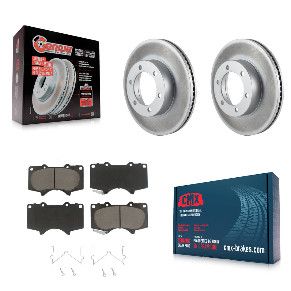 Front Coated Disc Brake Rotors And Ceramic Pads Kit For Toyota Tundra Sequoia KGC-100403