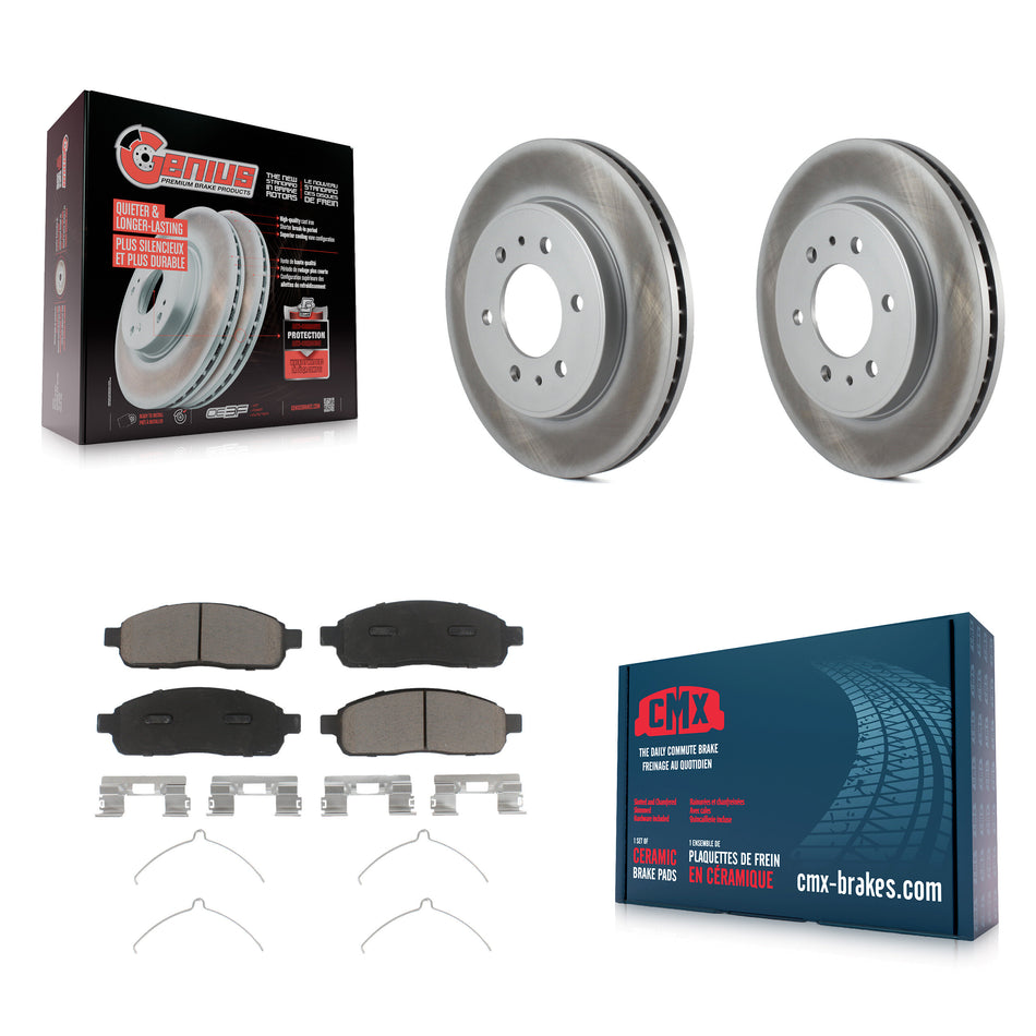 Front Coated Disc Brake Rotors And Ceramic Pads Kit For 2009 Ford F-150 With 6 Lug Wheels KGC-100405
