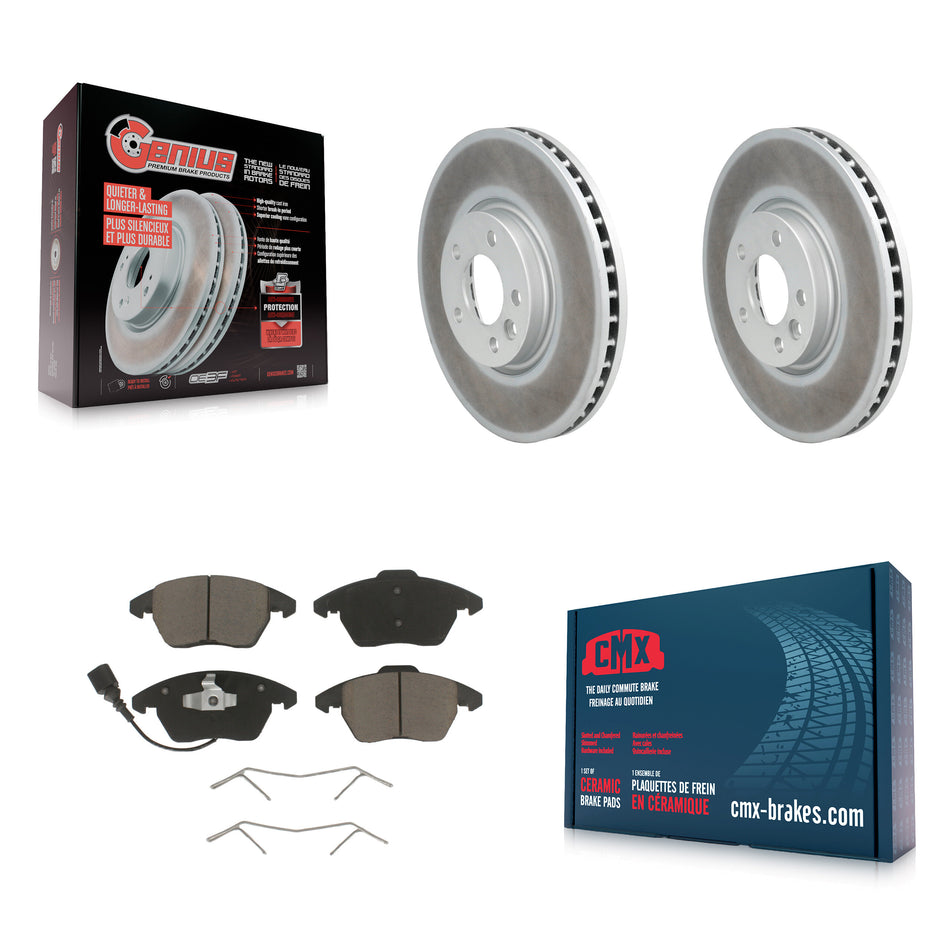 Front Coated Disc Brake Rotors And Ceramic Pads Kit For Volkswagen CC With 340mm Diameter Rotor KGC-100408