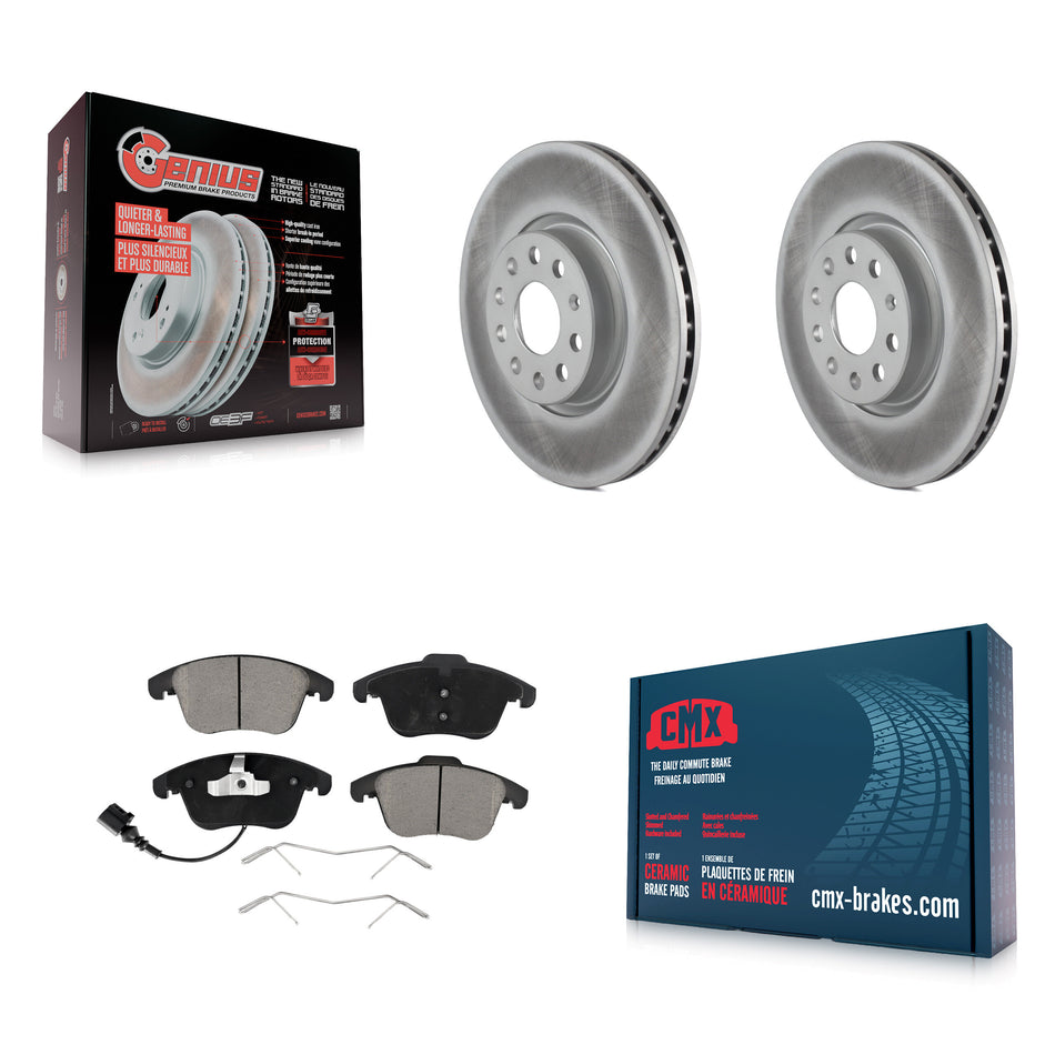 Front Coated Disc Brake Rotors And Ceramic Pads Kit For Volkswagen Passat Tiguan Audi Q3 Quattro Limited KGC-100410