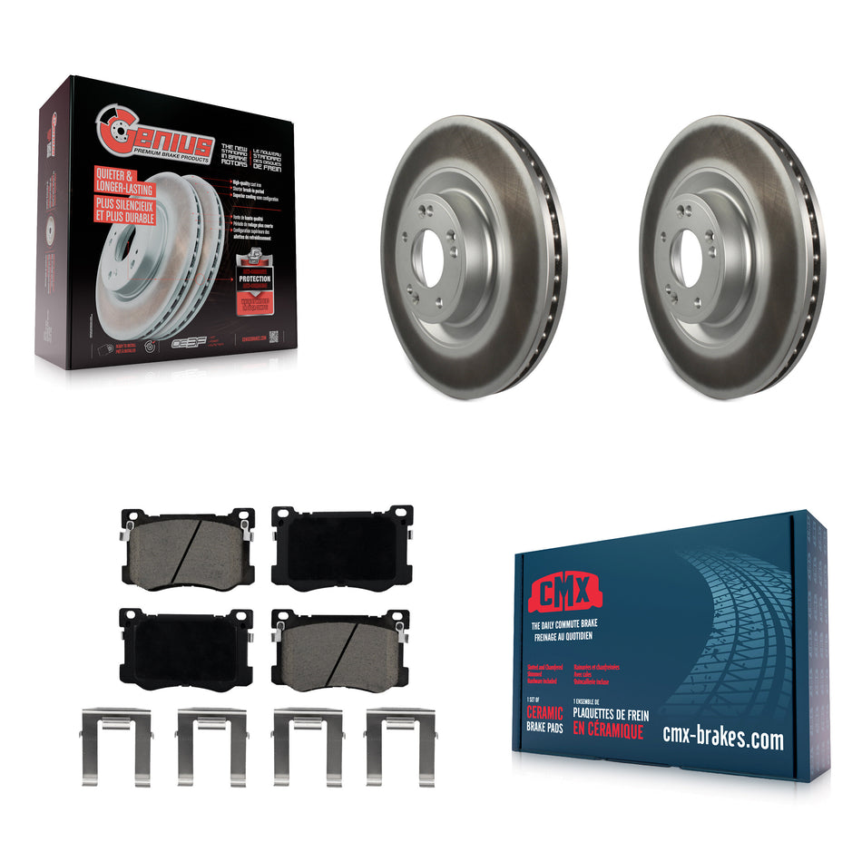 Front Coated Disc Brake Rotors And Ceramic Pads Kit For Hyundai Genesis G80 Kia K900 3.8L KGC-100416
