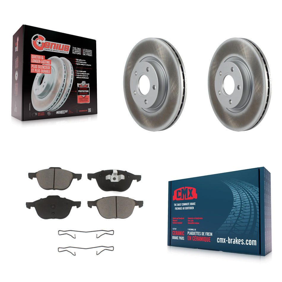 Front Coated Disc Brake Rotors And Ceramic Pads Kit For Ford Escape Volvo C-Max S40 C70 C30 V50 KGC-100419