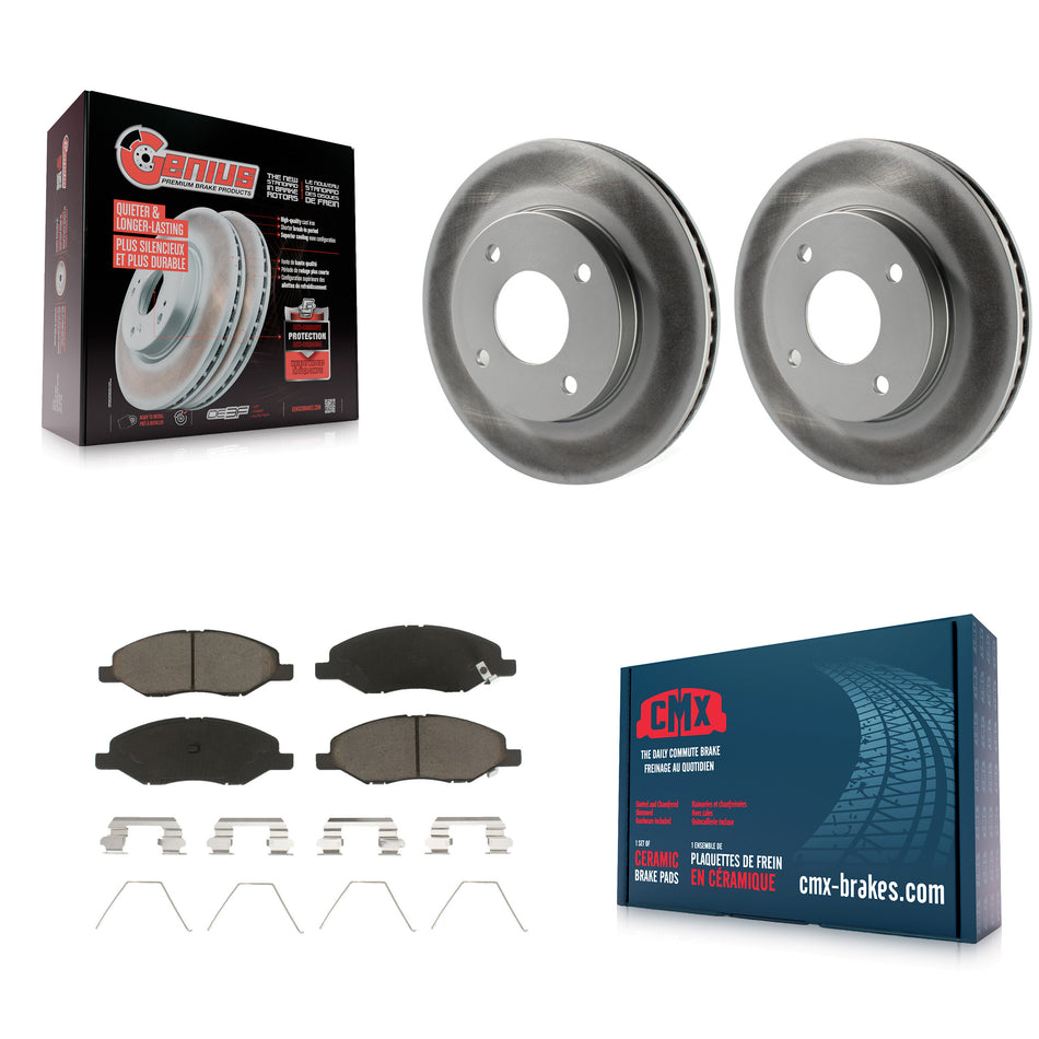 Front Coated Disc Brake Rotors And Ceramic Pads Kit For 2009-2011 Nissan Versa 1.6L KGC-100435