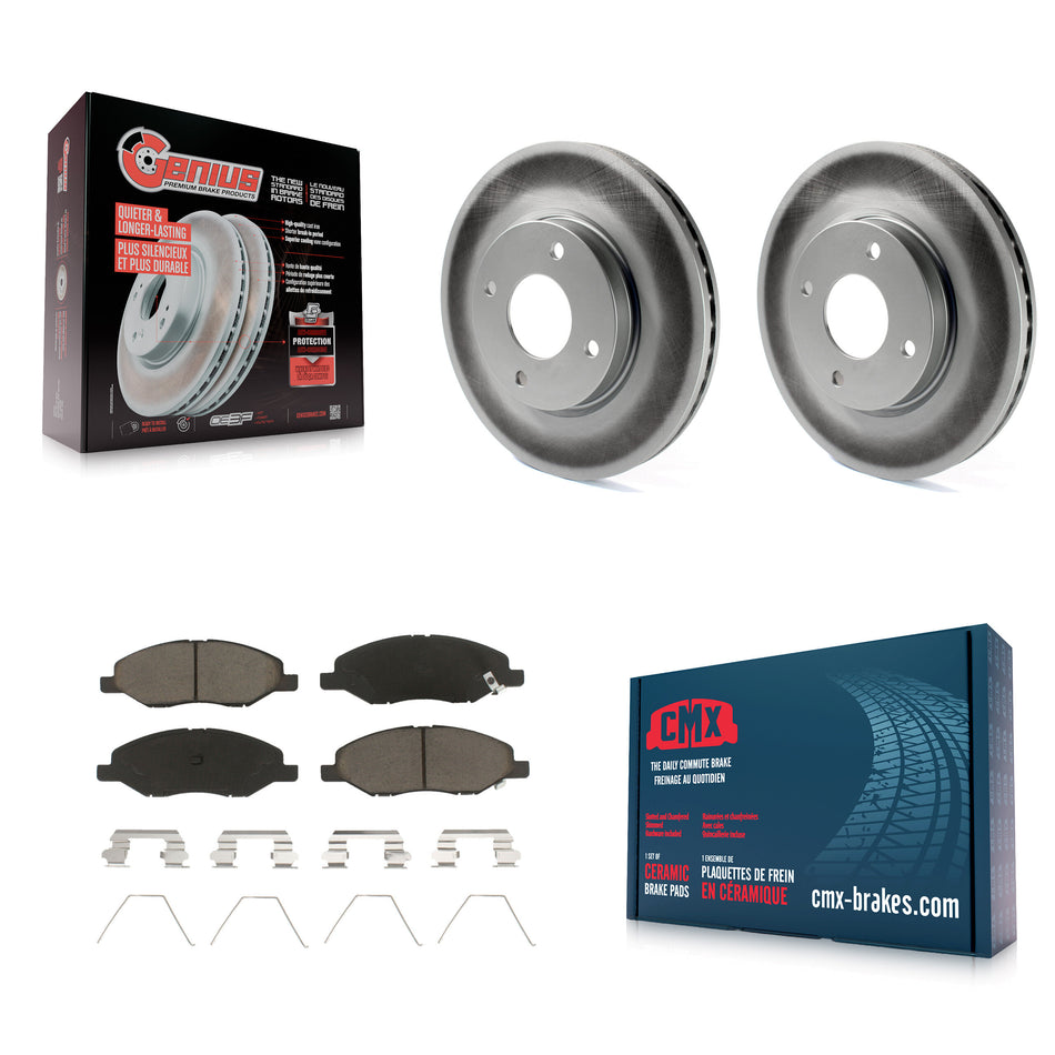 Front Coated Disc Brake Rotors And Ceramic Pads Kit For 2008 Nissan Versa 4-Wheel ABS KGC-100436