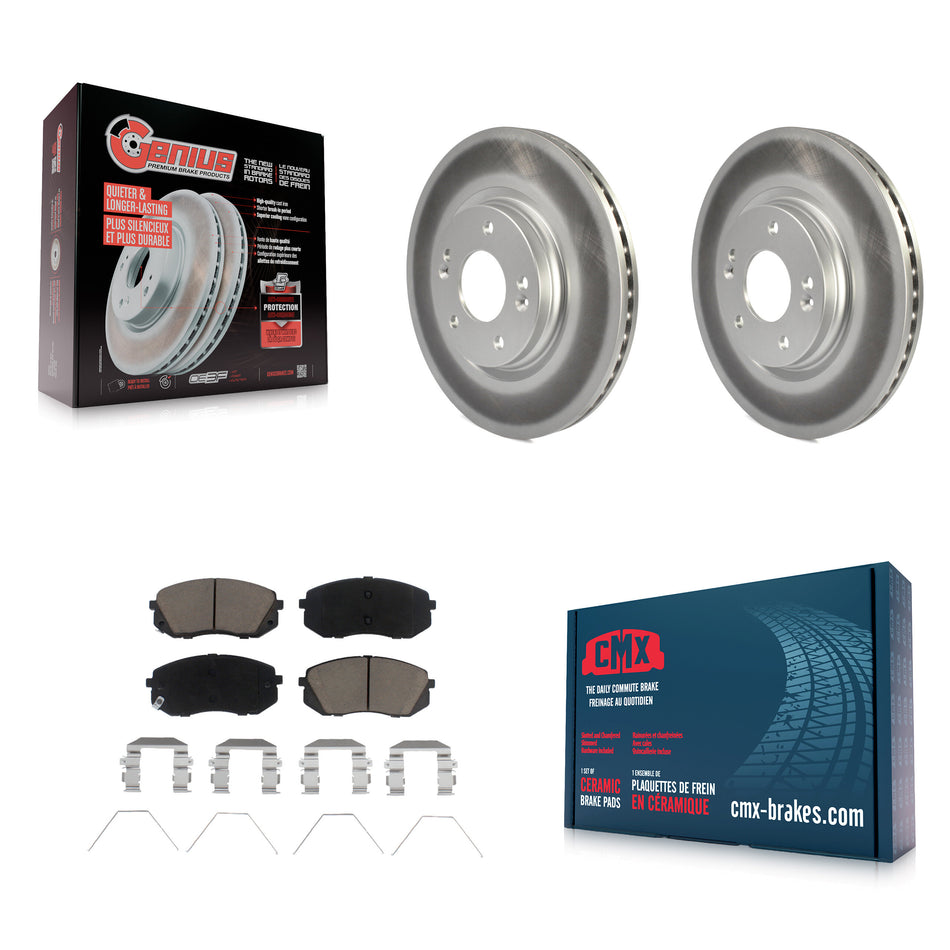 Front Coated Disc Brake Rotors And Ceramic Pads Kit For Kia Soul Hyundai Kona Elantra GT Veloster Forte Seltos KGC-100446